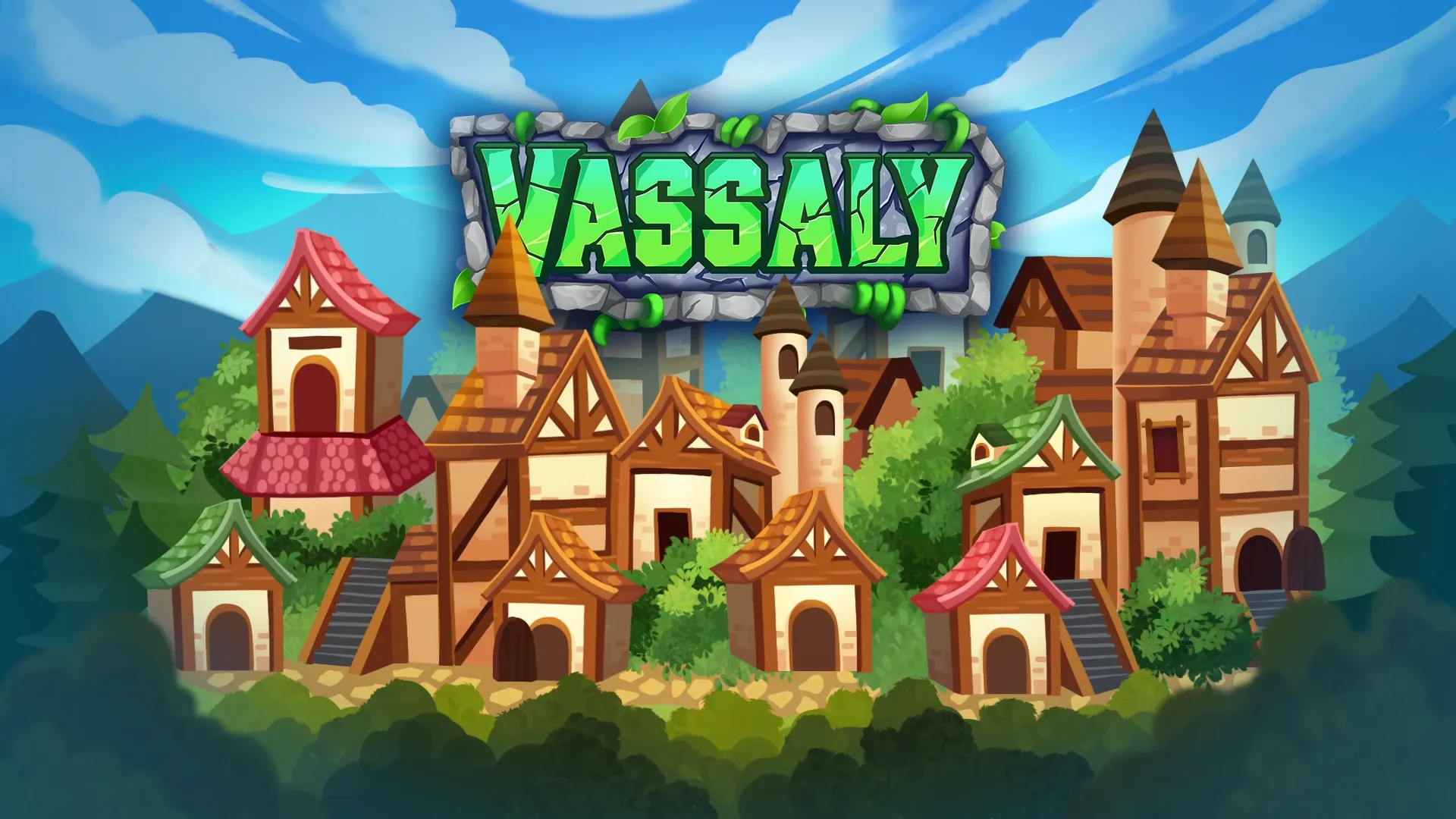 Ilustración de la aldea de Vassaly con el logo sobre los tejados.